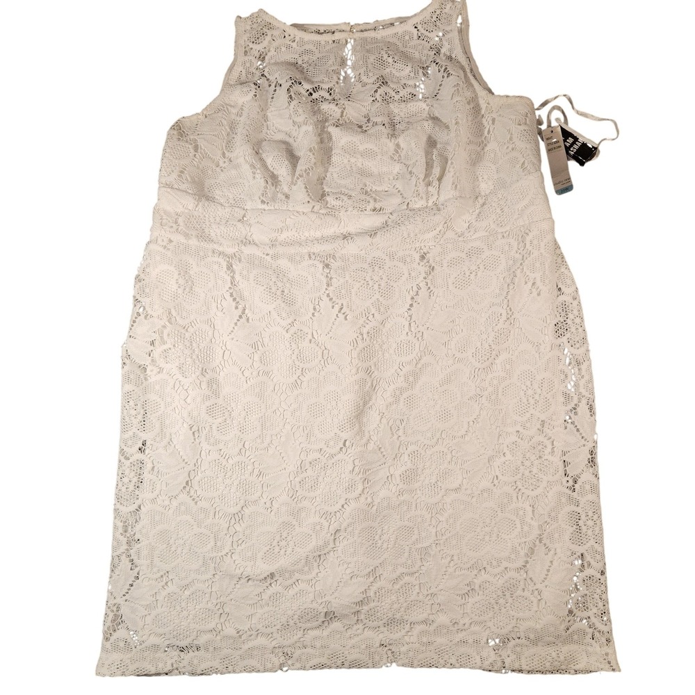 Studio One New York Dress Womens 20W White Lace Sleeveless Sheath Plus Size